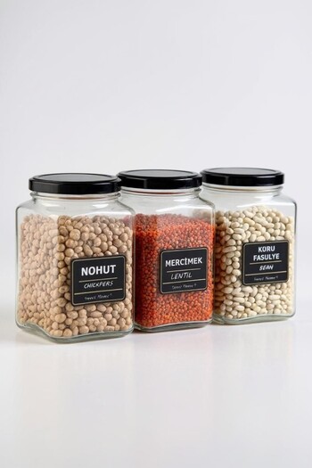 SİDERDESİNG Siderdesign 3-Piece Decorative Kitchen Organizer Coffee - Sugar - Tea (1600cc)
