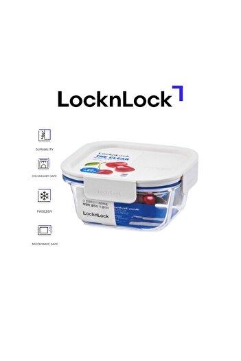 locknlock علبة زجاجية شفافة مربعة الشكل سعة 500 مل باللون الأبيض - حاوية متينة ومحكمة الغلق ومقاومة للحرارة لتخزين الطعام