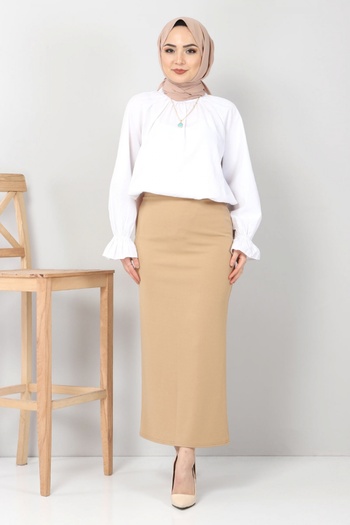 Tesettür Dünyası Pencil Skirt Tsd0291 Camel
