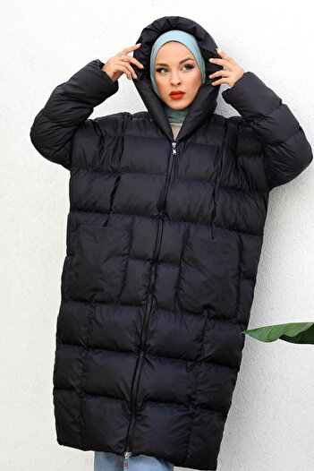 Tesettür Dünyası Inflatable Quilt Coat Tsd221112 Black