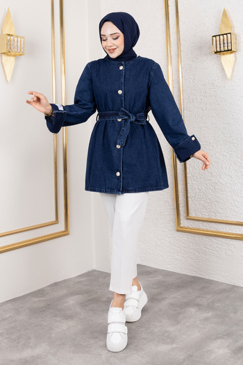 Tesettür Dünyası Dark Blue Helen Denim Jacket - Tsd 250115