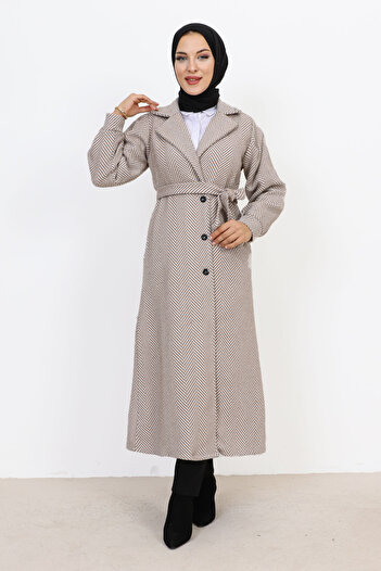 Tesettür Dünyası Dvouřadý límec Buttoned Cape TSD231111 Mink
