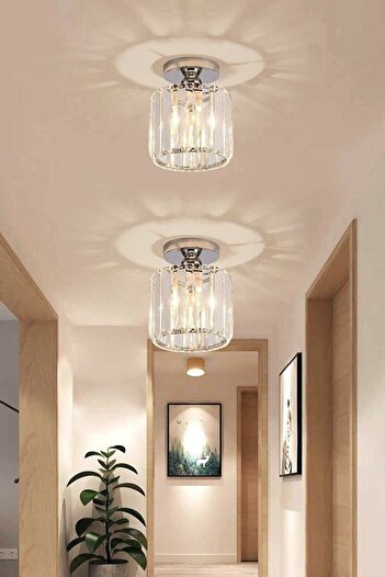 İstanbul Avize Plafonier Ceiling Silver Single Crystal Stone Chandelier