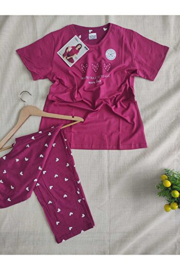 Mihra Compact Penye Fuşya Renk Kadın Pijama Takımı Sm-l-xl 2xl 90752