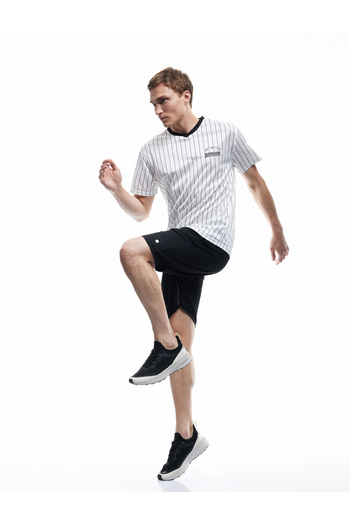 Koton V-Neck Short Sleeve Striped Oversize Printed Sports T-Shirt