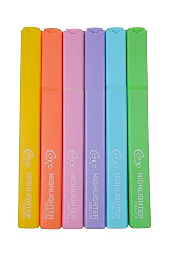 Cengo Square Type Highlighter Highlighter Fluorescent Colors Set of 6 Cgo704