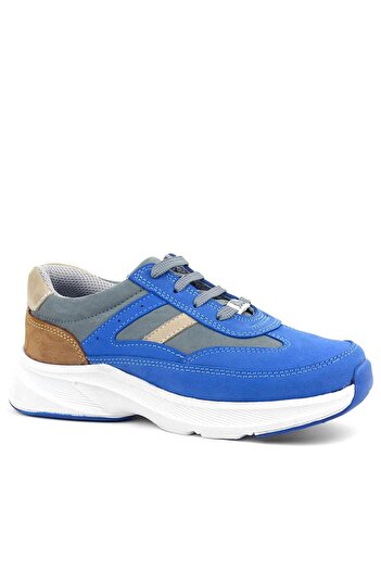 Rakerplus Pantofi sport pentru copii, din piele naturală, anatomici, cu șireturi, albastru, maro