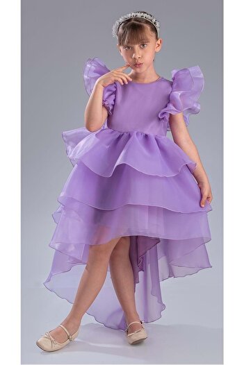Mnk Baby&Kids Girl's Tailed, Crowned Vragia Evening Dress M00745 Li̇la
