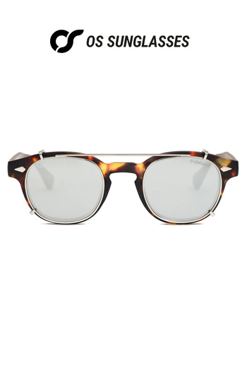 OS Sunglasses Berlin Tortoise Clip-on Mirror Sunglasses For Men And Women