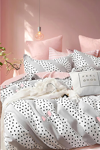 İQON Fitted Sheet Duvet Cover Set Single BOW