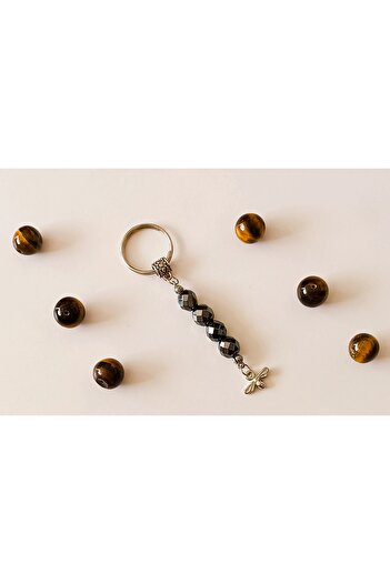 devritarz Hematite Stone Healing Natural Stone Keychain Design