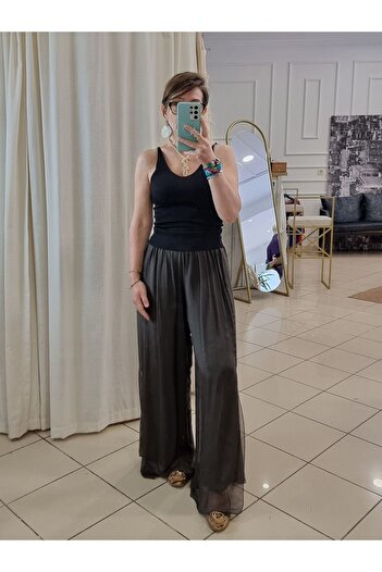 pudubutik Sequined Silk Trousers Brown