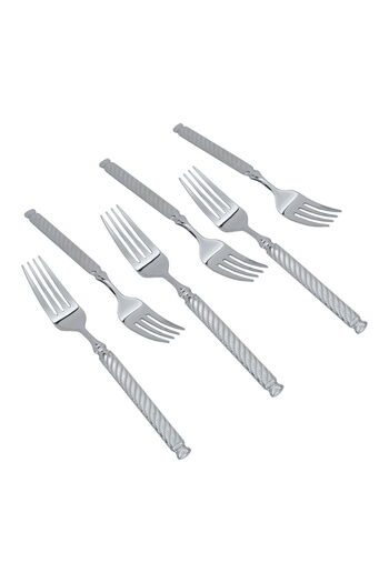 Alsaif Gallery Saif Gallery Stainless Steel Spoon Set, Engraved, 24 Pieces - Silver