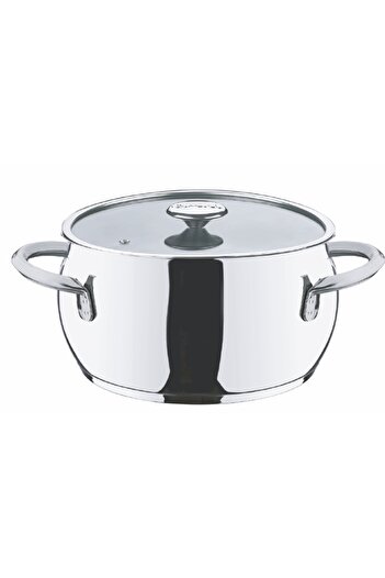 OMS 2100 - 2 Piece Induction, 24X14 cm - 6.20 Liters, Deep Pot Silver Body, Silver Detail