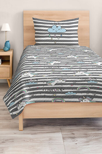 Realhomes Unicorn Patterned Single Children's and Teenager's Room Pique Set Bedspread