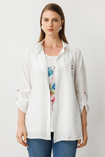 Ekol Trench with Patterned Blouse Inside