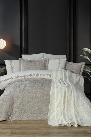 Çeyiz Diyarı Emila 10 Piece Blanket Dowry Set Cream
