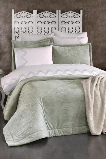 Çeyiz Diyarı Efsun 10 Piece Blanket Dowry Set Sage