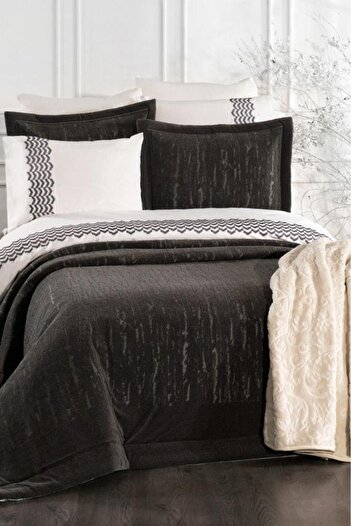 Çeyiz Diyarı Karmen 10 Piece Dowry Set with Blanket Anthracite