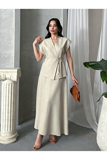 MD trend Women's Drawstring Vest Pants Double Suit