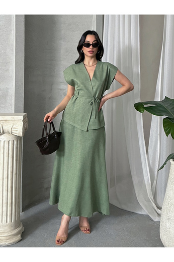 MD trend Women's Drawstring Vest Pants Double Suit