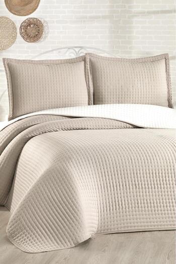 Çeyiz Diyarı Elisa Filled Double Sided Double Size 240X260 cm Bedspread Beige