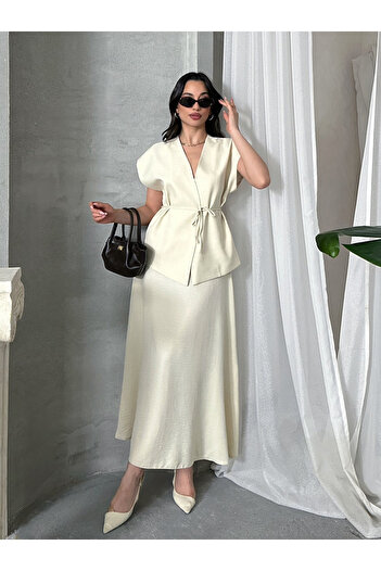 MD trend Women's Drawstring Vest Pants Double Suit