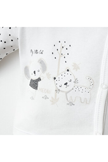 Gümüş Baby Kids Baby 3-Piece Set with Big Score Printed 100% Cotton Fabric