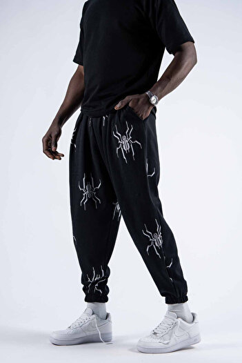 Superbluemexico Men's Loose Baggy Black Baggy Jogger Pants