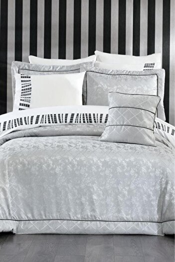 Çeyiz Diyarı Beren Jacquard 10 Piece Dowry Set Gray