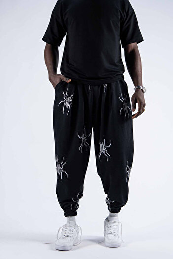 Superbluemexico Men's Loose Baggy Black Baggy Jogger Pants