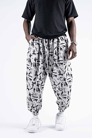 Superbluemexico Men's Baggy Jogger White Loose Baggy Trousers