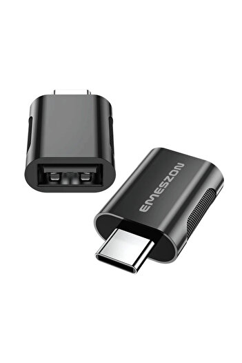 EMESZON Adaptor cablu conversie USB 3.1 la Type-C OTG, EMESZON®, transfer date 10 Gbps, aliaj de zinc, negru