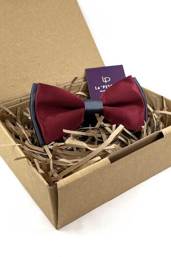 La Pescara Burgundy - Smoked Satin Plain Bow Tie P1987