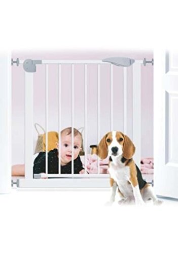 honey baby Safety Barrier for Children White with Automatic Closing Honey Baby 76 x 75-82 cm