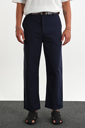 Redline Sarto Belted Elastic Comfortable Fit Men's Trousers New Season Navy Blue