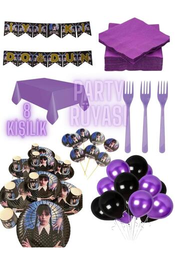 partyrüyası Wednesday Themed Birthday Set for 8 People-2