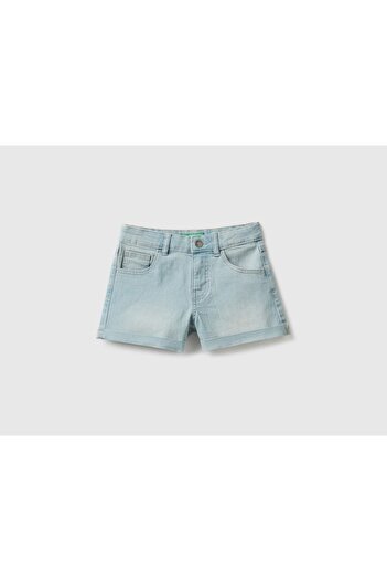 United Colors of Benetton Girl's Mix Five-Pocket Eco-recycle Denim Shorts Face Printed