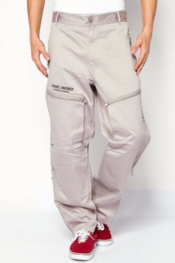 Diesel Men Regular Fit Solid Cargo Pants, Grey
