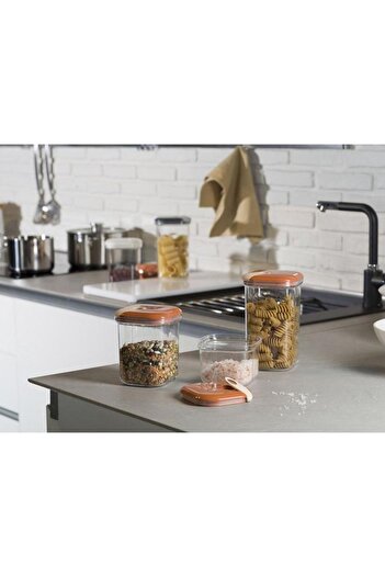 Generic OMADA 3-Piece Pull Box Microwave Proof and Leak Proof Plastic Storage Jar Set Orange and Clear