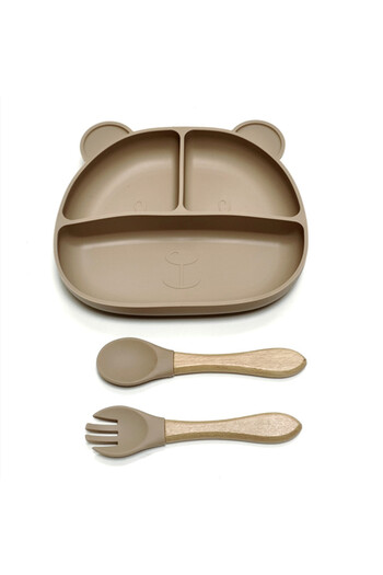 Choice Light Brown Gel dinner plate children eating tableware adsorption on the desktop fruit plate silicon