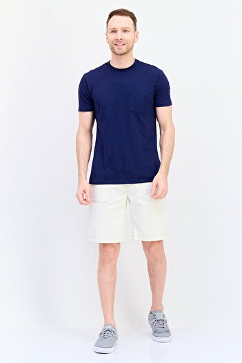 CELIO Men Solid Cargo Shorts, Off-White