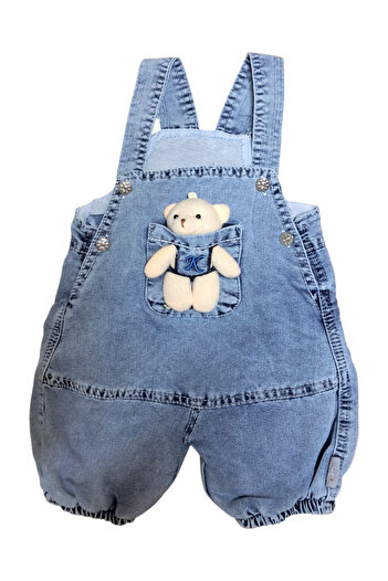 N&N kids Pocket Teddy Bear Jeans Salopet White T-Shirt 2-Piece Overalls Set Blue