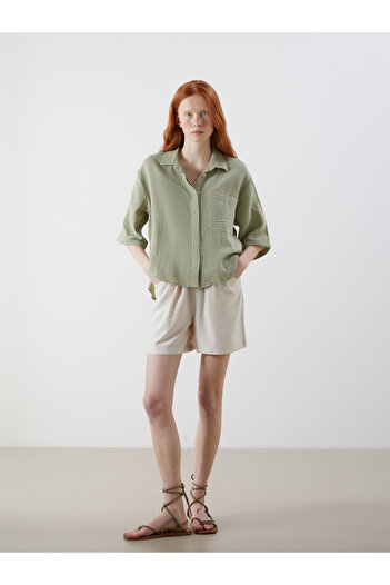 LC Waikiki Elastic Waist Linen Blended Women's Shorts