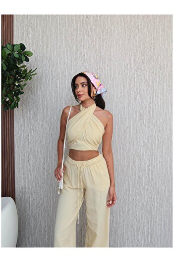 ESRAHELVACI Back Tie Gathered Crop Suit