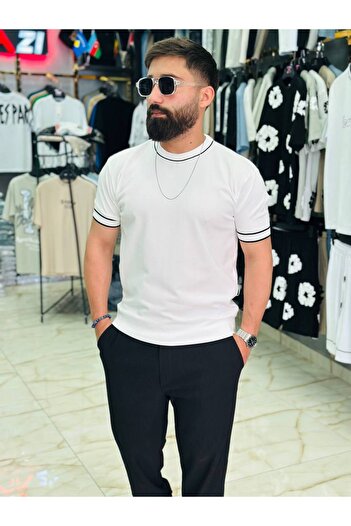 FRANCO RENZO Men's Crew Neck Knitwear T-Shirt