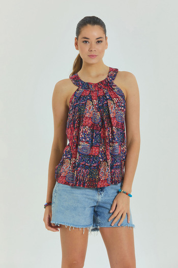 Los banditos Pleated Bohemian Style Tank Top