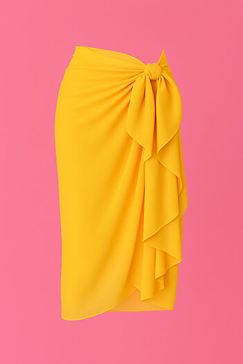 VOOP Yellow Long Summer Chiffon Beach Pareo 80X150 cm Breathable Thin Fabric