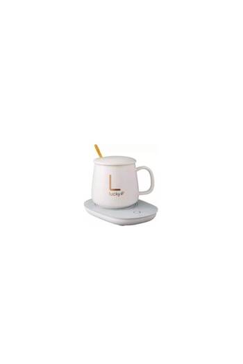 OEM Set Ceramic Mug with Heater, Spoon, Constant Temperature 55 Degrees, 220V, 400 ml, White