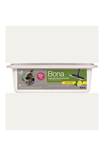BONA 12-Piece Lemon Mint Scented Disposable Wet Cleaning Mop Pads 5 x 17 Inch